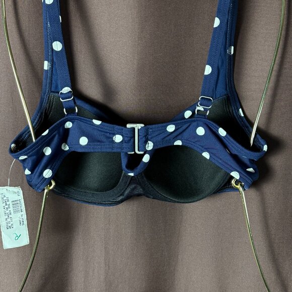 Lands' End DEEP SEA POLKA DOT Twist Front Underwire Bikini Swim Top Size 2,4  Pl - Picture 6 of 10
